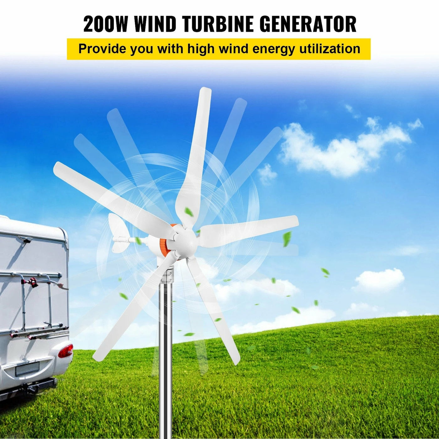 CypherPower Wind Turbine Generator 500W With MPPT/Charge Controller Windmill RV Yacht Farm Small Wind Generator Home Use